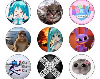 Anime Button Pins Set, Kawaii Cat & Game Badges, Backpack Accessories (15 Pack)