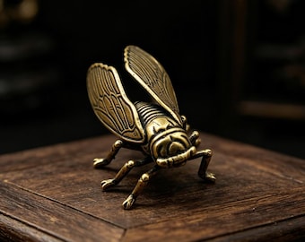 brass cicada figurine desk decor tea pet ornament gift