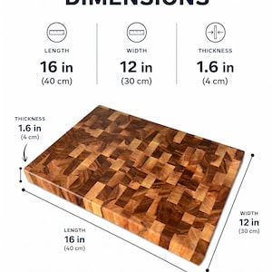 Handmade walnut end grain cutting board on kitchen table, thick butcher block chopping board made from natural walnut wood, premium wooden cutting board for kitchen, durable chef board for cutting meat, vegetables and food preparation