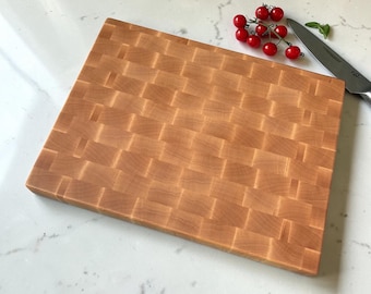 Tábua de corte de bordo, bloco de açougueiro artesanal com grão transversal, bloco de corte de bordo duro para preparo diário, presente de boas-vindas para a cozinha