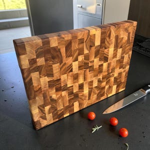 Tabla de cortar gruesa de madera maciza de nogal, tabla de cortar grande de madera maciza, tabla de preparación de madera hecha a mano para la cocina, ideal para carnes.