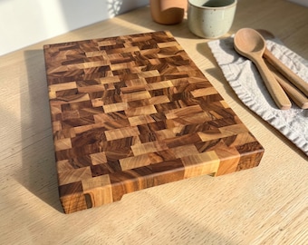 Tagliere in legno di noce, ceppo da macellaio fatto a mano, tagliere in legno spesso, tagliere da chef professionale, regalo da cucina di alta qualità