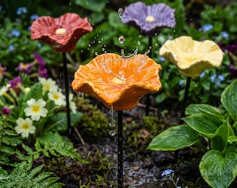 Abbeveratoio per api in ceramica a forma di fiore, tazza per insetti, raccoglitore di pioggia da giardino, decorazione colorata per il cortile.