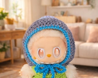 Crochet Labubu Outfit: Clown-Inspired Colorful Overall and Earflap Hat