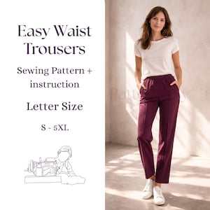 Elastische taille broek naaipatroon pdf, broekpatroon dames