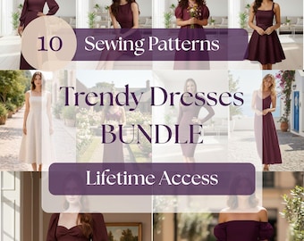 10 trendige Kleid Schnittmuster-Bundle | Anfänger DIY Patterns (Digitaler Download)