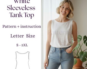 Ärmelloses Tank Top Schnittmuster | Damen Baumwollbluse (Letter Size PDF)