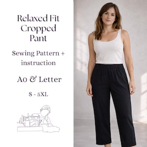 Patrón de costura en PDF para pantalones cortos de lino, pantalones de corte relajado con cintura elástica, pantalones de verano.