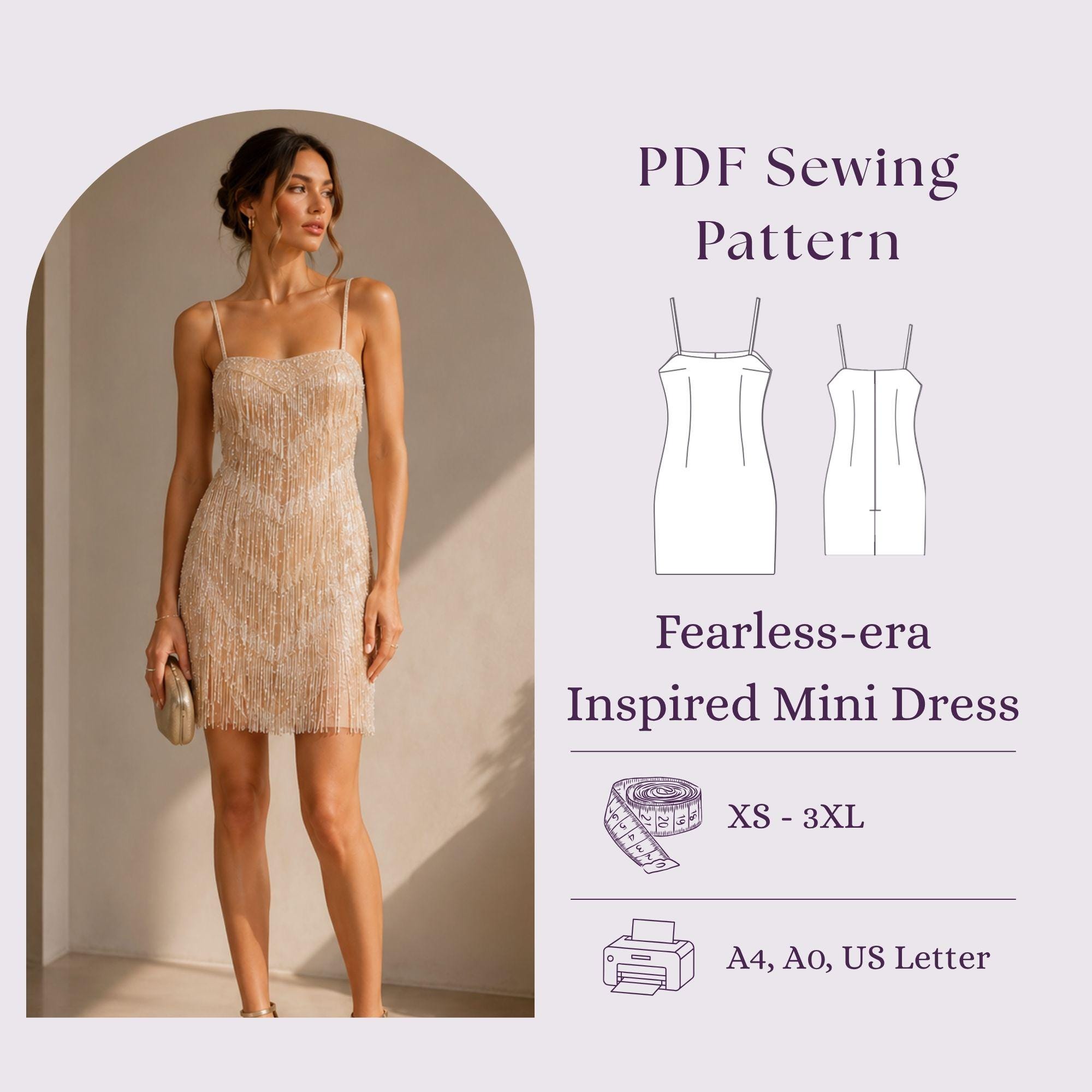 spaghetti strap bodycon dress pattern Mini Sewing PDF, Party Dress DIY or woven fabrics with winter fashion inspo Lailah Modest Long Drape Material:Synthetic