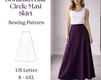 Bordeaux Halbkreis Maxi Rock Schnittmuster | Fließender Webrock (PDF Download)