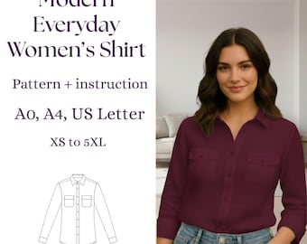 Damen Shirt Schnittmuster | Anfängerfreundlich, XS-5XL (Digitaler Download A0/A4/US Letter)