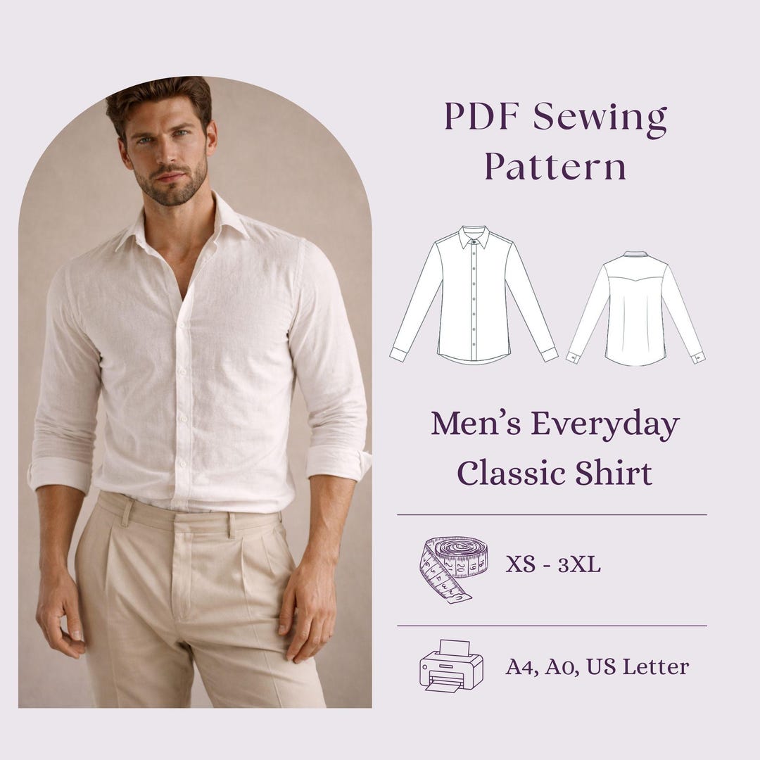 men's dress shirt pattern pdf PDF - 1940s Pattern, Men's Shirt - Multi-sizes