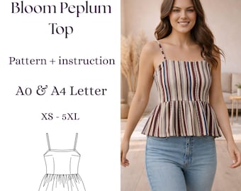 Schößchen Cami Top Schnittmuster | Anfänger freundlich, S-5XL (PDF-Schnittmuster)