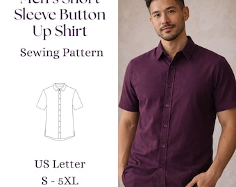 Herren Kurzarm Button Up Shirt Schnittmuster PDF | Leichtes Freizeithemd | Klassische Herrenmode