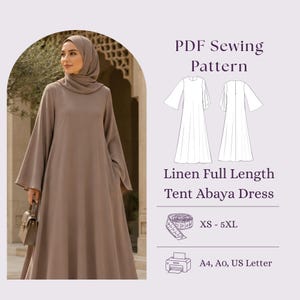 Leinen Abaya Kleid Schnittmuster PDF, Modest Maxi Kaftan Frauen Kleid DIY