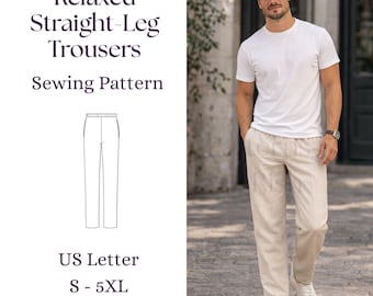 Männer Leinenhose Schnittmuster PDF | Entspannte Hose mit geradem Bein | Lässige Sommer Hose