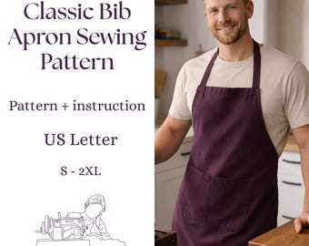 Klassische Latz-Schürze Schnittmuster | Unisex Küche Kochen & Kochen (PDF Download)