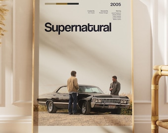 Supernatural TV Show Poster | Winchester Brothers Art | Dean Sam Castiel Retro Print | Anti Possession Wall Decor | Geek Cinephile Gift