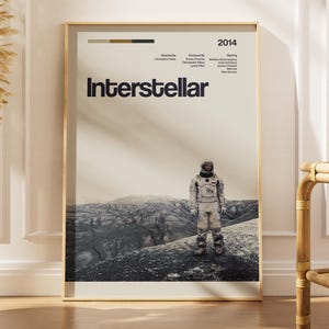 Affiche du film interstellaire | Christopher Nolan Art | Impression de science-fiction spatiale Gargantua | Décoration murale cosmos astronaute | Cadeau homme des cavernes cinéphile