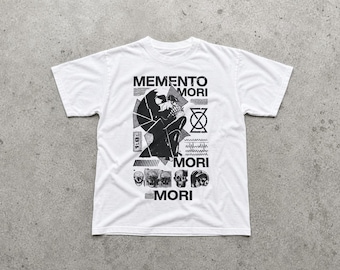 Maglietta con grafica Memento Mori Skull / Stampa sul retro, illustrazione gotica