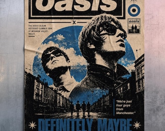 Oasis Definitely Maybe Poster – 90s Britpop Rock Music Print