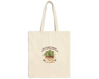 Draagtas woordspeling plant ouder | Succulente canvas draagtas met doodled