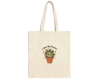 Draagtas woordspeling plant ouder | Doodle potplant, saliegroen minimaal ontwerp