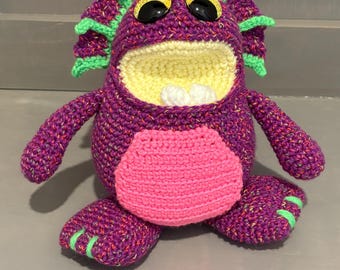 Colorful Rainbow Monster Plush | Handmade Crochet Amigurumi Monster “Jellybean” | Cute Whimsical Stuffed Animal | Unique Kids Gift
