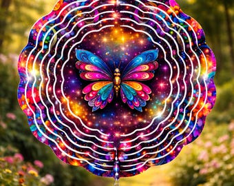 Butterfly Neon Wind Spinner Sublimation Design (PNG Digital Download)
