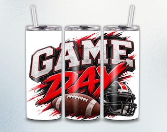 American Football Game Day Tumbler Wrap PNG, 20oz Skinny Tumbler Sublimation, Football PNG, Sports Tumbler Design, Digital Download