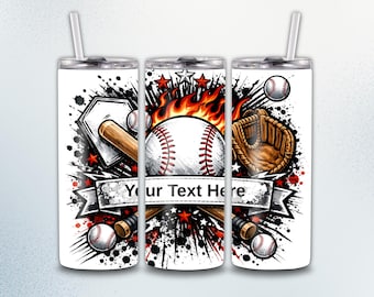 Personalized Baseball Tumbler Wrap PNG | Custom Player Name Design (Digital Download)