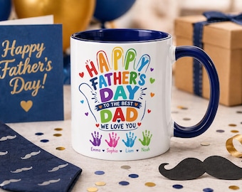 Custom Dad Mug Wrap PNG - Personalized  Dad Mug Design for Up to 5 Kids| Digital Download | Customizable | Father's Day Gift | Personalized