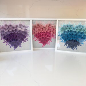 Personalised Shadow Box Frame with Leaves | Hand Rolled Paper Flowers, Glitter Back, Home Decor | Teacher gift