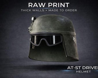 AT-ST Driver Helmet – Sci-Fi Walker Pilot Helmet | Raw 3D Print | Fan Art Display Prop | Made to Orde