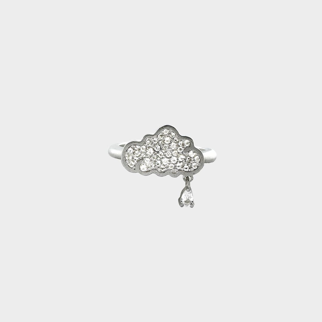 Cloud Ring - Brushed, 925 Sterling Silver With Natural White Topaz - Etsy