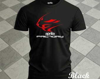 Op Aprilia Factory geïnspireerd race-T-shirt, Italiaanse motorfantrui, bikershirt