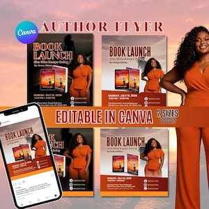 Canva-sjabloon voor boekpresentatie, flyer voor auteuraankondiging, poster lanceringsevenement e-boek, sjabloon voor kerkfolder, zelf publiceren