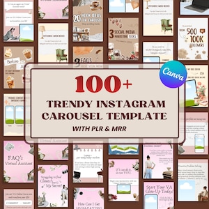 Szablony karuzeli na Instagramie do scrapbookingu, różowe i brązowe posty w mediach społecznościowych Canva (150 edytowalnych PLR/MRR)