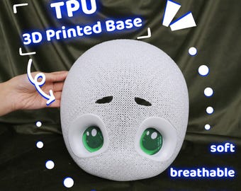 TPU Flexible Fursuit Head Base Ultra Lightweight Open Structure Parametric Infill KIG Style Base With PLA Eye Rings And Modular Back Head