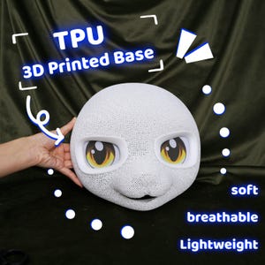 Japanese Style Fursuit Head Base Animal Muzzle Lightweight Breathable Open Mesh KIG Inspired 3D Printed Skull With Eye Ring Compatibility