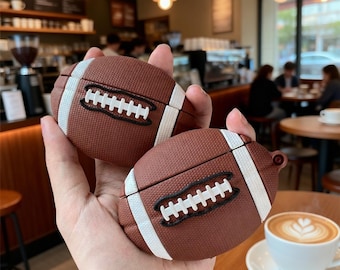 Custodia per AirPods 3D con motivo a calcio, custodia in silicone per auricolari da rugby, regalo per gli amanti dello sport, custodia protettiva per AirPods Pro e AirPods 1/2/3/4, regalo per lui