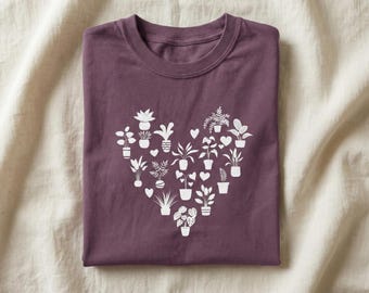 Botanical Heart Plant T Shirt, Plant Lover Graphic Tee, Floral Heart Nature Shirt, Plant Mom Aesthetic Tee, Nature Lover Gift