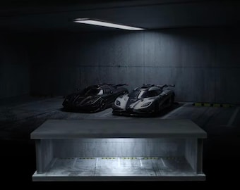 Diorama de estacionamiento subterráneo a escala 1:64 con luces LED / Exhibición de autos en miniatura / Maqueta de garaje urbano moderno para coleccionistas