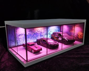 1:60/64スケールの自動車ガレージと大型駐車ベースジオラマ（ダイ