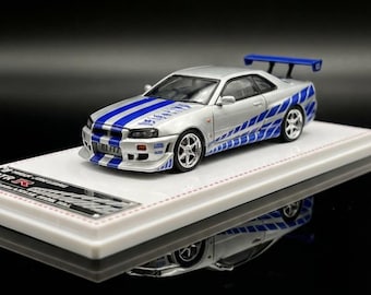 1:64 Nissan Skyline GT-R R34 Diecast Model Car Collectible Display Miniature F and Furious geïnspireerd