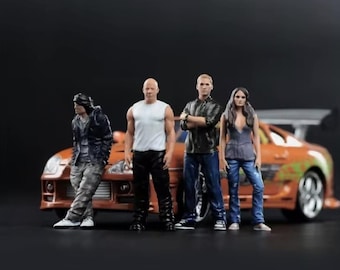 Figuras en miniatura a escala 1:64 para dioramas de coches / Inspiradas en FnFurious / Escena de exhibición de coches a escala