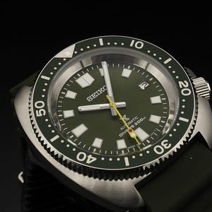 Seiko Prospex automatisk 200 m dykarklocka herrklocka grön urtavla japansktillverkad mekanisk självuppdragande rostfritt stål vintage armbandsur