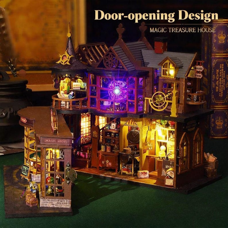 DIY Magic Miniature House Kit With LED Lights, Fantasy Magic Shop ...
