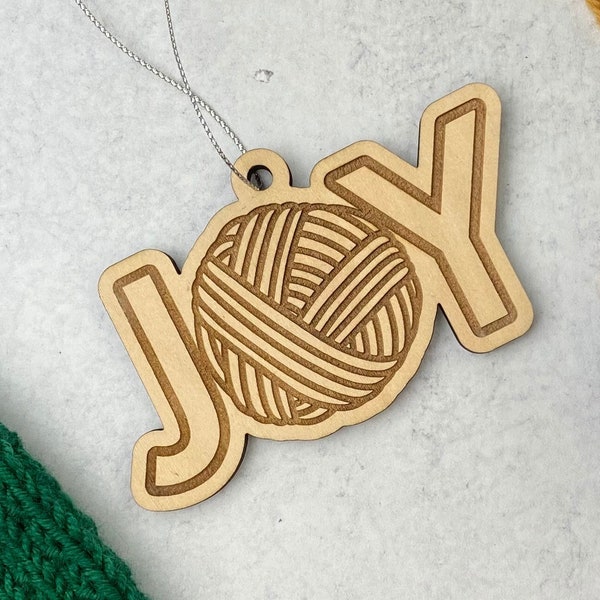 JOY Christmas Ornament • Joy of Yarn • Wood Laser Cut Ornament