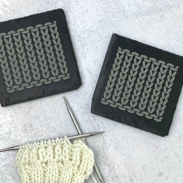 Knitting Slate Coaster • Knit Stitch • Stockinette